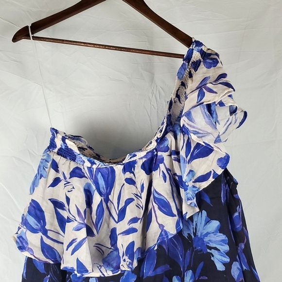 NWT Anthro Floral One Shoulder Rufflw Dress - Picture 4 of 11